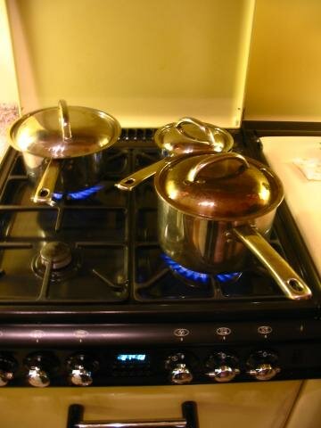 The heating of the pans