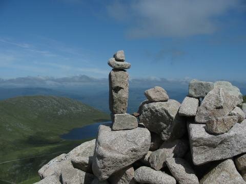 A cairn someway up Ben Nevis